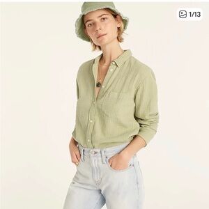 J.Crew Garçon classic double-gauze shirt faded pistachio